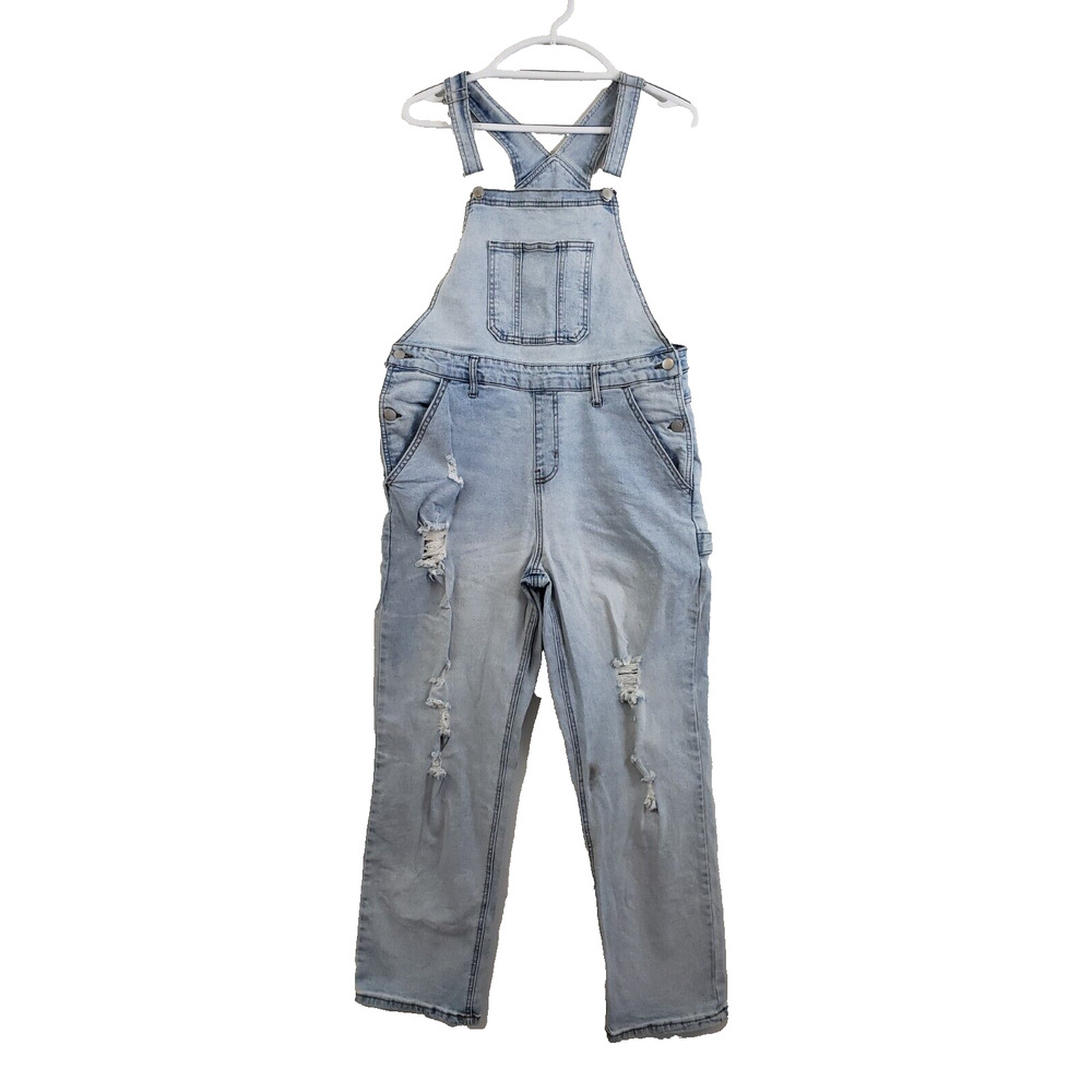 (Ju) no boundaries Bib Overalls Womens Jr Size L Jumper Stretch Distressed Ankle